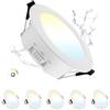 Grebeam 5 Pezzo Faretti LED da Incasso per Cartongesso Dimmerabili 9W, Fari da Soffitto, Regolabile Bianco Caldo/Bianco Neutro/Bianco Freddo, IP44 Fari Incassati LED per Bagno, Ø95-105mm Foro