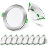 ALUSSO LIGHTING 4W/6W/8W Regolabile Faretto LED da Incasso Dimmerabile 230V, 3CCT 3000K/4000K/6500K Modificabile, Faretto LED Extra Piatto 29mm, Faretto da Bagno IP44, Nichel Satinato Set di 10