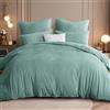 RUIKASI Biancheria da letto in flanella, 220 x 240 cm, calda biancheria da letto invernale in pile, set copripiumino con 2 federe 80 x 80 cm (220 x 240, verde chiaro)