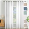 MIULEE Tende Lino con Anelli Effetto Lino Soggiorno Moderna Tenda Voile Semitrasparenti Naturale 2 Pezzi, 140 x 300 cm Bianco