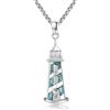YueYuan Collana a forma di faro in argento Sterling 925, blu, rosso, turchese, 29mm Höhe, 11.7 mm Breite, Argento sterling