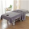 Morbuy Lenzuolo per Lettino da Massaggio Spa con Foro per Viso, in Microfibra Morbido Riutilizzabile Lavabili Copertura Protettiva per Lettino da Massaggio di Bellezza (Coperte 120x210cm,3# Grigio)