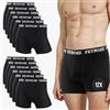 feynoss Boxer Uomo, 12 Pezzi Mutande Uomo con Elastico in Vita, Senza Etichetta, Traspiranti e Morbidi in Materiale Ecocompatibile, da Indossare Ogni Giorno，Nero,XXL