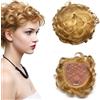 EREE HAIR EREEHAIR - Topper in 100% capelli umani con frangia, da donna, 15,2 cm, capelli ricci corti e ricci, con clip, base grande, 13 x 14 cm, copertura completa a 360°, biondo 27#