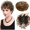 EREE HAIR EREEHAIR - Topper in 100% capelli umani con frangia, da donna, 15,2 cm, capelli corti e ricci, con clip, base grande, 13 x 14 cm, copertura completa a 360°, marrone rossastro
