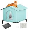 Generico Cuccia per Gatti da Esterno Impermeabile | Casa Per Gatti Impermeabile Con Pavimento Rialzato E Base | Isolamento Termico Letto Tana per Animali Inverno per Giardino Prato