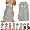 Yanmucy Dolcevita Maglione Fiocco Cane Maglia Ponticello Caldo Vestiti per Cani Invernali Pullover Maglieria Uncinetto Cappotto Costume di Natale Pet (XL, Grigio)