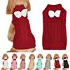 Yanmucy Dolcevita Maglione Fiocco Cane Maglia Ponticello Caldo Vestiti per Cani Invernali Pullover Maglieria Uncinetto Cappotto Costume di Natale Pet (M, Rosso)