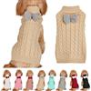 Yanmucy Cane Dolcevita Maglione Fiocco Cane Maglia Cane ponticello Caldo Cane Vestiti per Cani InvernaliPullover Maglieria Uncinetto Cane Cappotto Costume di Natale Pet Cane Maglione (L, Cachi)
