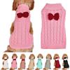 Yanmucy Cane Dolcevita Maglione Fiocco Cane Maglia Cane ponticello Caldo Cane Vestiti per Cani InvernaliPullover Maglieria Uncinetto Cane Cappotto Costume di Natale Pet Cane Maglione (M, Rosa)