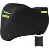 Timisea Telo di copertura per moto da esterni, 420D, in tessuto Oxford, con strisce riflettenti, fibbia per cintura, impermeabile, resistente all'inverno, nero, per esterni (265 x 105 x 133 cm)