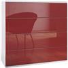 Vladon Cassettiera sospesa Pavos V3, Credenza con 4 cassetti bianco opaco/bordeaux lucido (76 x 76 x 35 cm)