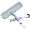 VANRA 2-Piece Set Posate per bambini in acciaio inox 18/10 Argento Bambino Stoviglie Posate Posate utensili forchetta e cucchiaio da tavola con custodia da viaggio per bambini Bambini (cromato) (Blu)