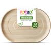 FOOGO Green 10 Vassoi Monouso in Foglia di Palma, Grandi Ovali 43x30 cm, Pizza, Vassoi, Antipasti, Tartine, Aperitivi, Resistenti come i Vassoi in Legno per Alimenti Caldi, Stuzzichini