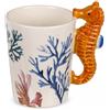 MIJOMA Tazza da caffè in ceramica con manico, dipinta a mano, per gli amanti degli animali, caffè, tè, cacao, 11 x 8,5 cm, 300 ml (cavalluccio marino)