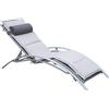 Outsunny Sdraio per Piscina in Alluminio e Texteline, Sedia Sdraio Pieghevole da Giardino, da Terrazzo, 46x170x82cm, Grigio|Aosom