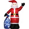 Outsunny Babbo Natale Gonfiabile con Luci LED Bianche e Gonfiatore Incluso, 146x77x238 cm