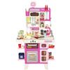 AIYAPLAY Cucina Giocattolo per Bambini 3-6 Anni con 104 Accessori, in PP, PE e ABS, 52.5x22x100 cm, Rosa | Aosom Italy
