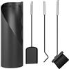 Outsunny Set di Utensili per Camino da 4 Pezzi in Metallo con Scopa, Paletta, Attizzatoio e Secchio 20x20x65 cm Argentato | Aosom Italy