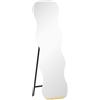 HOMCOM Specchio a figura intera senza cornice, con base in legno, Nero | Aosom Italy