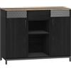 HOMCOM Credenza con 2 Ante, 2 Vani, Cassetto e Ripiani Regolabili 100x40x80 cm Nero e Marrone Rustico | Aosom Italy