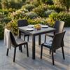 MIlani Home CALIGOLA - set tavolo in resina effetto rattan cm 80 x 80 x 74 h con 4 sedie Alma