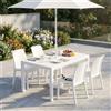 MIlani Home CALIGOLA - set tavolo in resina effetto rattan cm 150 x 90 x 74 h con 4 sedie Alma