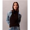 Calvin Klein Jeans Top a collo alto in cotone a costine Nero Donna