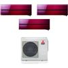 Mitsubishi - Condizionatore Mitsubishi Kirigamine Style rosso trial split con inverter da 9000+9000+12000 R32 in A+++ MXZ-3F68VF