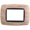 Ettroit placca compatibile Bticino Livinglight 3 moduli plastica bombata colore legno scuro - LN88305