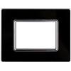 Ettroit placca compatibile Bticino Livinglight 3 moduli vetro colore nero - LN84302