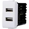 ETTROIT Presa Caricatore doppia USB Type-A compatibile Bticino Matix 5Vdc 2.1A colore bianco