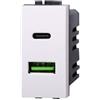 ETTROIT Presa Caricatore doppia USB 2IN1 Type-A + Type-C compatibile Bticino Livinglight 5Vdc 3.1A colore bianco