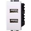 ETTROIT Presa Caricatore doppia USB Type-A compatibile Bticino Livinglight 5Vdc 2.1A colore bianco