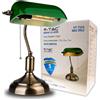 V-TAC VT-7151 Lampada da tavolo Vintage con portalampada 1*E27 in bronzo antico e paralume in vetro colore verde - SKU 3912