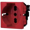 ETTROIT Presa schuko compatibile Bticino Matix 2P+T 10/16A colore rosso