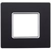 ETTROIT Placca compatibile Bticino Matix 2 moduli vetro colore grafite acciaio scuro