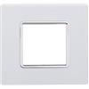ETTROIT Placca compatibile Bticino Matix 2 moduli vetro colore bianco