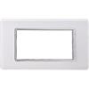 ETTROIT Placca compatibile Vimar Plana 4 moduli vetro colore bianco Ettroit EV84401