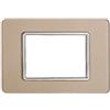ETTROIT Placca compatibile Vimar Plana 3 moduli vetro colore oro Ettroit EV84311