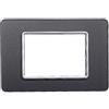 ETTROIT Placca compatibile Vimar Plana 3 moduli vetro colore acciaio scuro Ettroit EV84310