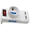 V-TAC Adattatore Multipresa triplo bipasso/schuko presa tedesca e prese/bipasso standard italiano con 2 prese usb e interruttore luminoso - sku 8830