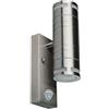 V-TAC VT-7632S Portafaretto led da parete doppio 2xGU10 con sensore movimento in Acciaio inossidabile IP44 da muro - Grigio satinato - 5157