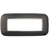 ETTROIT Placca compatibile Bticino Axolute 6 moduli plastica colore acciaio scuro Orbis serie Moon Ettroit AN91607