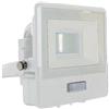 V-TAC VT-118S faro led 10W chip samsung con sensore di movimento PIR e crepuscolare bianco freddo 6500K slim alluminio bianco box derivazione IP65 - SKU 20270