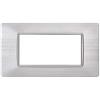 ETTROIT Placca compatibile Vimar Plana 4 moduli plastica colore argento satinato Ettroit EV85415