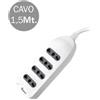 V-TAC Multipresa ciabatta 4 posti prese/bipasso 10/16A standard italiano con attacco a parete - sku 8707
