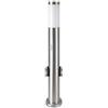 V-TAC VT-838 Portalampada Wall Light da giardino con sensore PIR e 2 prese schuko 16A fissaggio a terra 60cm in acciaio inox nickel satinato 1xE27 IP44 - sku 8977