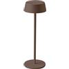 V-TAC VT-7562 Lampada da tavolo LED 2W bianco caldo 3000K con batteria ricaricabile pulsante touch ON/OFF dimmerabile colore corten IP54 - SKU 6821