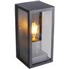 V-TAC VT-837 Portalampada Wall Light alluminio e vetro rettangolare nero 1xE27 IP44 - sku 8517
